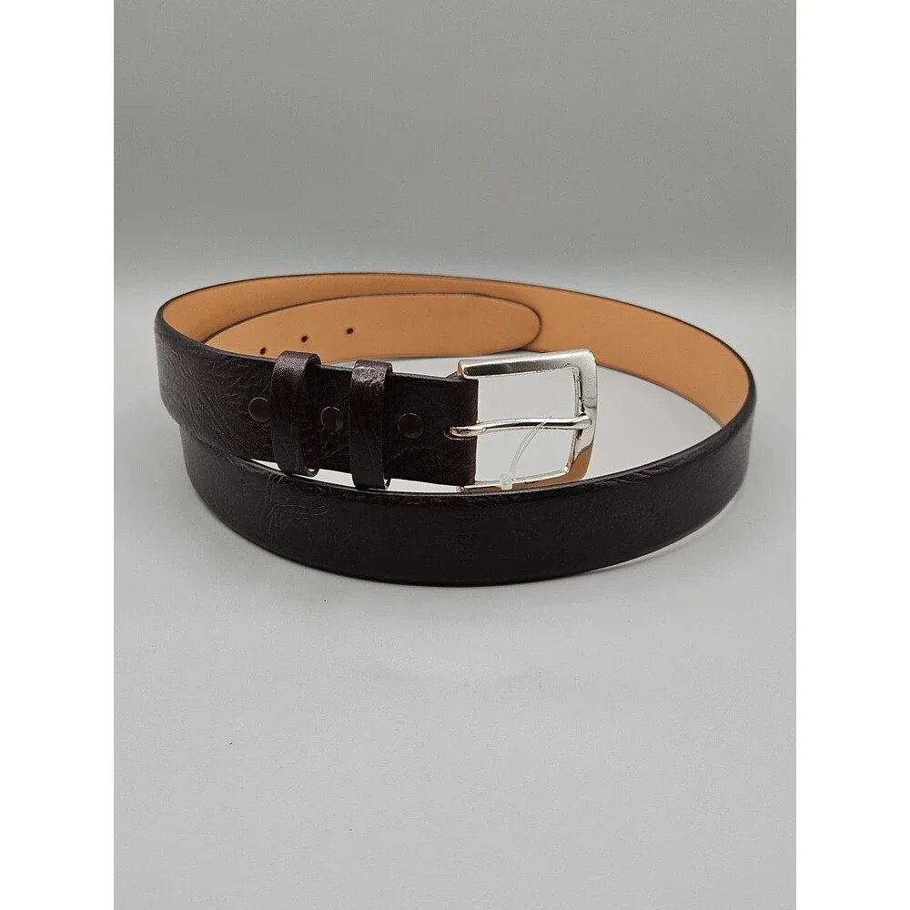 Hand Crafted Shrunken Bull Dark Brown Leather Belt 38 USA Made 1-3/8